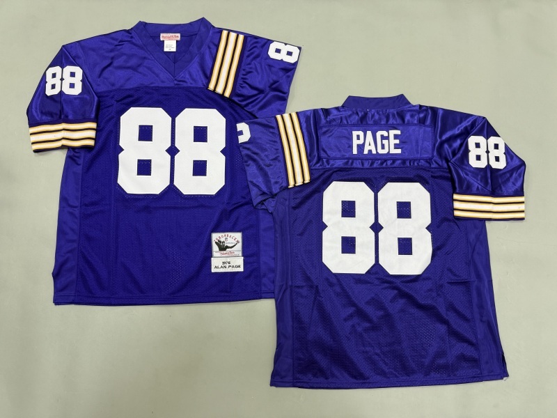 Men 2025 Minnesota Vikings #88 Page Purple Throwback Limited NFL Jersey style 001